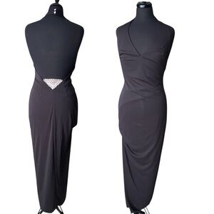 Frederick's of Hollywood Black Halter Backless Gown